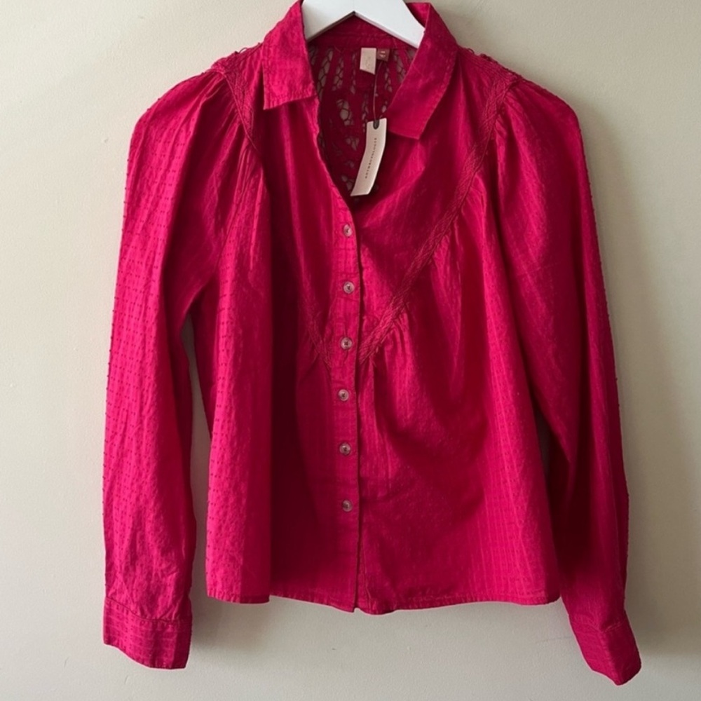 NWT Anthropologie Pilcro Lace Back Button Up Top Sz XS - Picture 8 of 15